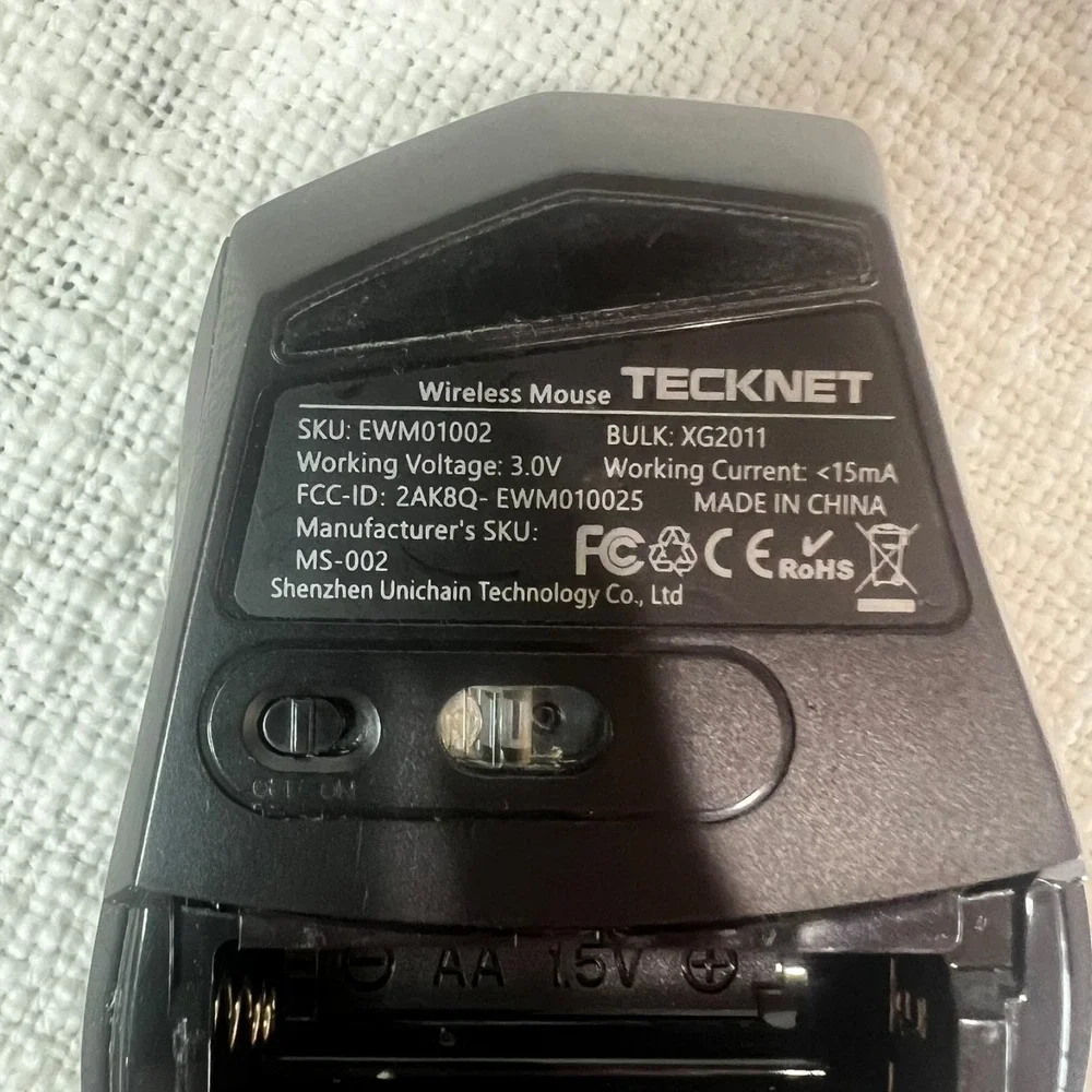 Tecknet‎ Mouse MS002 Ergonomic 2.4G Wireless USB AA Battery Black